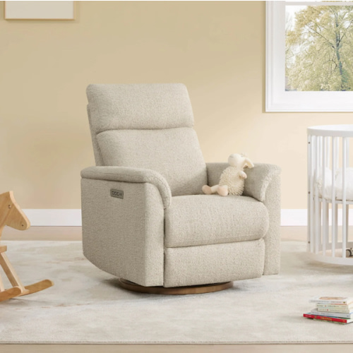 Lulla Power Swivel Nursery Glider Recliner with Power Headrest and Nightlight