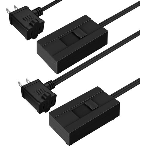 TOPGREENER Table-Top Plug in Dimmer for Table or Floor Lamps, Slide Control, Works with 360 Watt Incandescent and 150 Watt Dimmable CFL/LED, Off at Lowest dim, 6ft Cord, TGTTDL300-BK, Black, 2 Pack