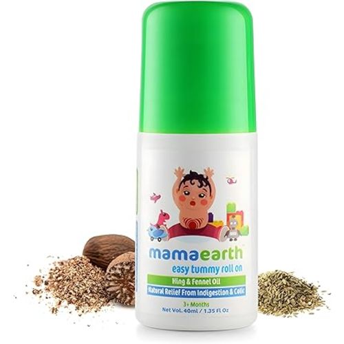 Mamaearth Easy Baby Tummy Roll On for Digestion & Colic Relief with Hing & Fennel | Natural Gas Relief Belly Rub for Delicate Skin of Babies | 40ml/1.35 Fl Oz
