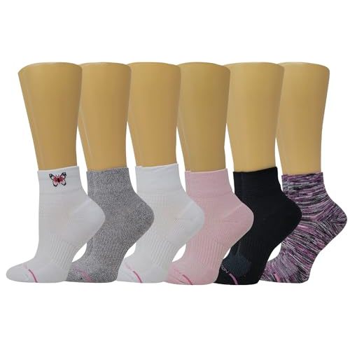 Dr. Motion Compression Quarter Socks For Women With Enhanced Cushion And Breathable Arch Support 6 Pairs