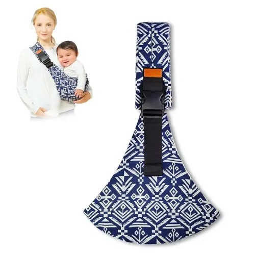 Baby Sling Carrier Newborn to Toddler Adjustable One-Shoulder Design with Hip Seat Support, Labor-Saving Baby Wraps Carrier 10-30 lbs(Blue Sailboat)