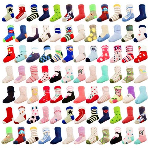 TYONMUJO 20 Pairs Baby Boy Girl Socks Wholesale Cotton Socks Bundle (Pattern at Random)