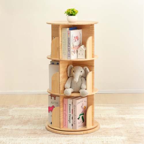 Solid Wood Rotating Bookshelf for Kids