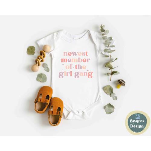 Newest Member of the Girl Gang Bodysuit | Baby Girl Announcement Outfit | Cute Pink Newborn Onesie | Baby Shower Gift