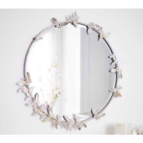 Monique Lhuillier Round Butterfly Metal Mirror (31")