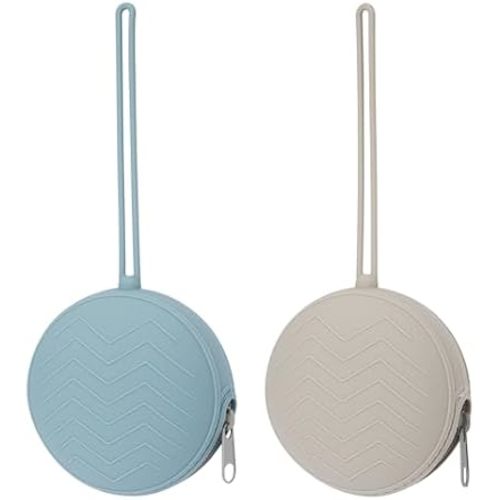 2 Pack Silicone Pacifier Holder Case, Ether/Light Grey
