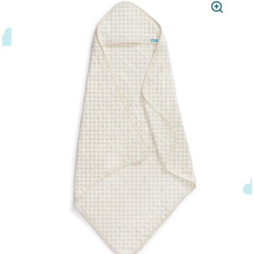 Hooded Towel Cotton Blend Tan Houndstooth