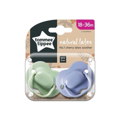 Tommee Tippee Cherry Shaped Latex Soother 18-36 Months 2 Pack Sage / Blue