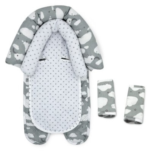 GO By Goldbug Clouds Duo Head Support And Strap Cover Set For Car Seat, Stroller, Bouncer