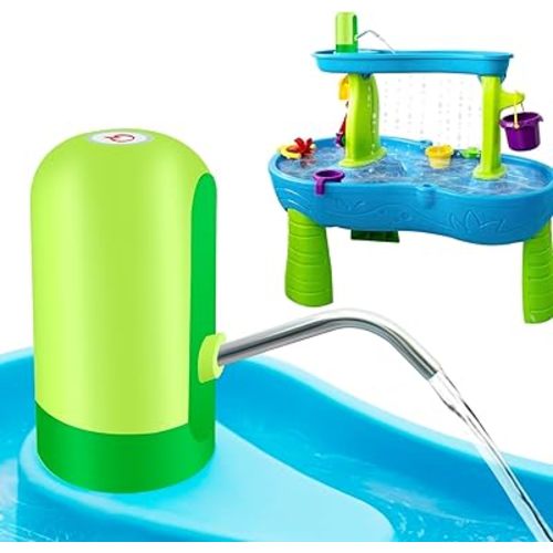 Intoypad Water Table Pump, Battery Powered Water Pump for Kids 3 Hours Non-Stop Fun Summer Outdoor Water Play Table Accessories for Step2 Water Table Toys for Kids Toddlers Green