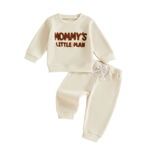 Little Boy Mommy's Little Man Waffle 2-Piece Outfit Set – The Trendy Toddlers