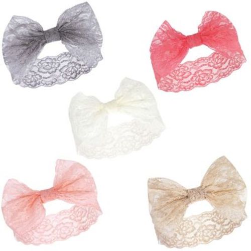 Hudson Baby Infant Girl Headbands 5pk, Charcoal Pink, 0-24 Months