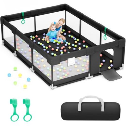 babyeap Baby Playpen,71*50 Inch Extra Large Baby Playards for Babies and Toddlers,Fence Baby Play Yards for Indoor & Outdoor with Breathable Mesh,Black