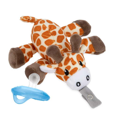 Nuby Calming Natural Flex Snuggleez Pacifier with Plush Combo Set for Cuddling with Comfort, Giraffe