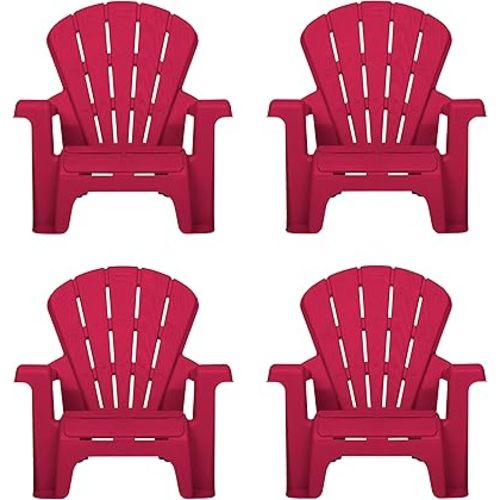 Little Tikes Kids Garden Chair 4 Pack in Red, Outdoor Toddler Activity Adirondack Chairs for Picnic, Garden, Patio, Backyard & Beach, Outdoor Chair Set