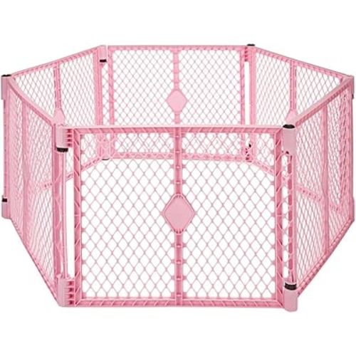 Toddleroo by North States - Superyard Baby Play Yard: Freestanding 6 Panel Baby Playpen - Indoor or Outdoor Use - Made in USA - Encloses Up to 18.5 Square Feet - 26 Inches Tall - Pink