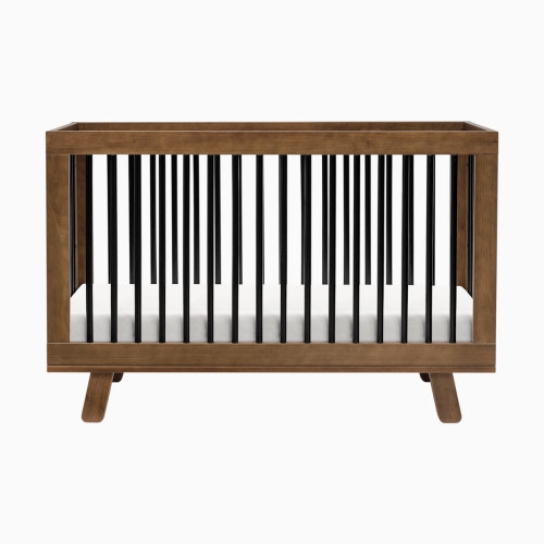 babyletto Hudson 3-in-1 Convertible Crib with Toddler Bed Conversion Kit - Natural Walnut/Black