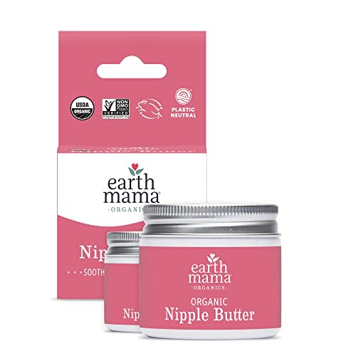 Organic Nipple Butter Breastfeeding Cream by Earth Mama | Lanolin-free, Postpartum Essentials Safe for Nursing, Non-GMO Project Verified, 2-Fluid Ounce (2-Pack)