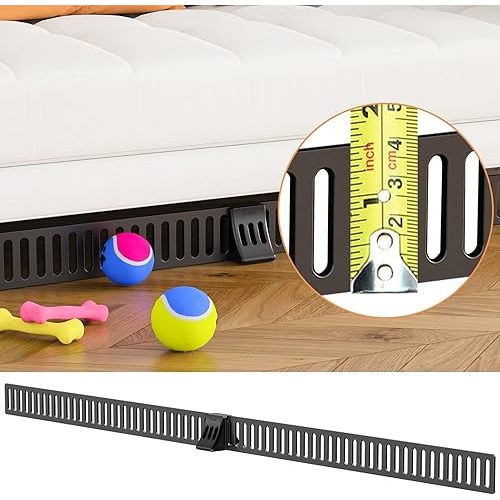 Under Couch Toy Blocker (1,6’’H x15,7’’L - 8 Pack - Fit Sofa Gaps 1,6’’ to 3,2’’) with Hook& Loop Secured to Sofa Legs Adjustable Under Sofa Barrier No Glue Stoppers for Kid Pet Toys (Patent Pending)