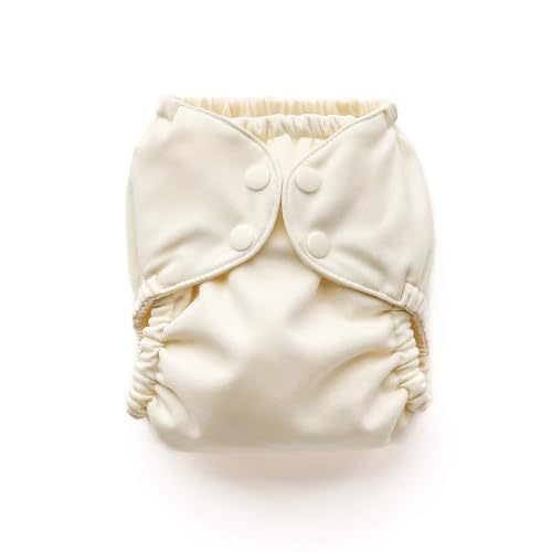 Esembly Cloth Diaper Cover, Parchment, Size 1 (7-17lbs) | Reusable, Waterproof, Breathable and Adjustable Outer Layer Over Absorbent Inner, Blowout Protection and Reusbale Swim Diaper