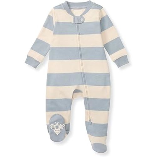Burt's Bees Baby Boys Sleep and Play PJs, 100% Organic Cotton One-Piece Zip Front Romper Jumpsuit Pajamas