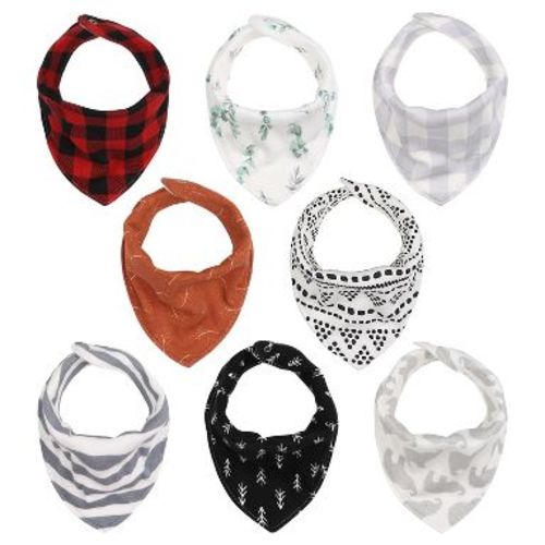 The Peanutshell Bandana Baby Drool Bibs, Unisex, Cotton, 8-Pack, Neutrals