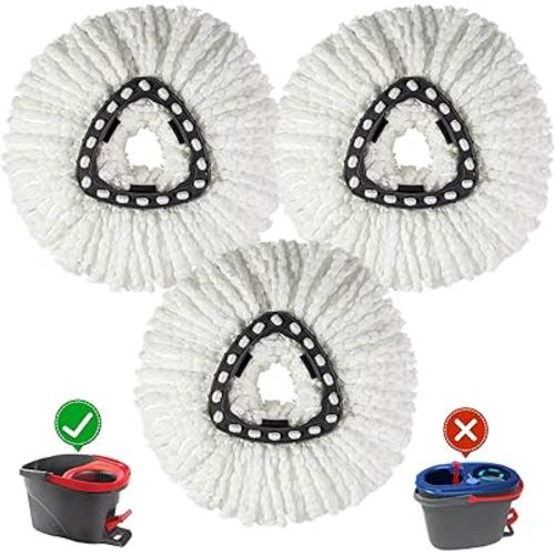 [3 Pack] Mop Replace Heads, Mop Refill Heads Replacements Compatible with O Cedar Spin Mop 1-Tank System- Easy to Replace, Microfiber, Machine Washable