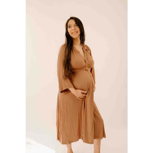 Lila Labor & Postpartum Gown in Caramel