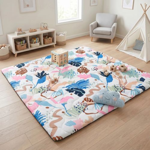 Quilted Comfort Baby Play Mat 1.5" Thick – Removable Cover, Non-Slip – PaPaMat