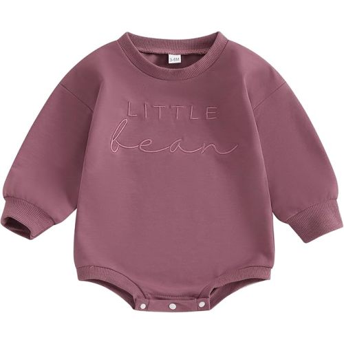 VISGOGO Newborn Baby Girl Boy Bubble Romper 3 6 9 12 18M Onesie Sweatshirt Long Sleeve Oversized Fall One-Piece Bodysuit