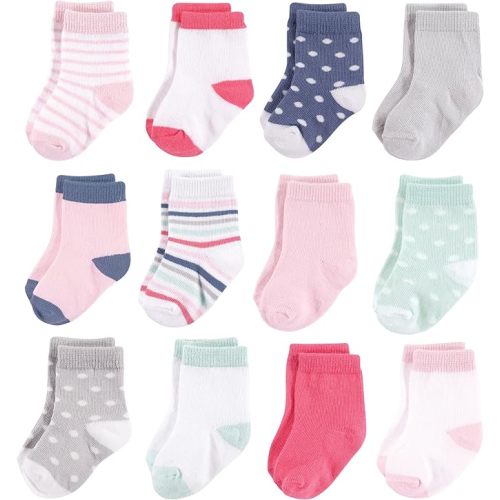 Hudson Baby baby-girls Cotton Rich Newborn and Terry Socks