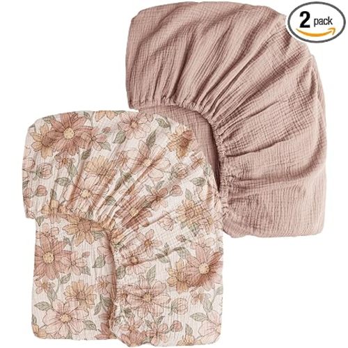 Konssy 2 Pack Muslin Crib Sheets for Standard Crib Mattress, 52" x 28"