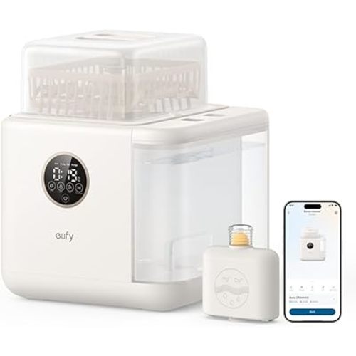 eufy S1 Pro Baby Bottle Washer, Sterilizer and Dryer, Built-in Water Softener, Largest 10-Bottle Capacity, 3D HydroBlast Cleaning, 212°F Steam Sterilizer, Fast Drying, Smart App Control, Hands-Free