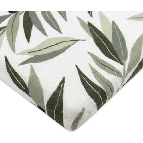 Babyletto Muslin Baby Bassinet Sheets for Girls & Boys in Olive Branches
