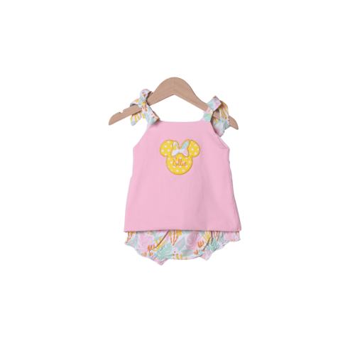 Applique Mouse Pink Tropical Bloomer Set