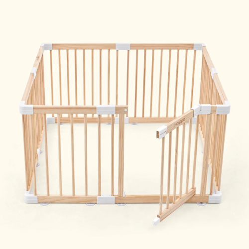 HARPPA Wooden Baby Gate Playpen | Non-Toxic Foldable DIY Adjustable Play Yard for Infants & Toddlers – Natural Finish Baby Fence for Small & Large Spaces