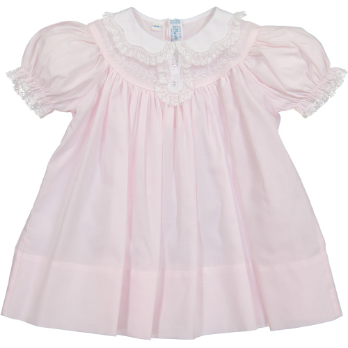Newborn Pink Scalloped Lace Collar Dress | Feltman Brothers
