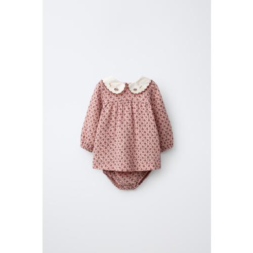 VESTIDO Y BRAGUITA TEXTURA ESTAMPADO FLORES - Rosa medio | ZARA España