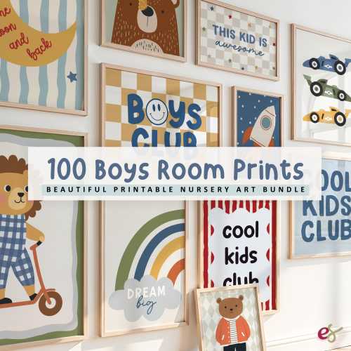 100 Boys Nursery Prints: Playroom Wall Art Decor (Digital Download)