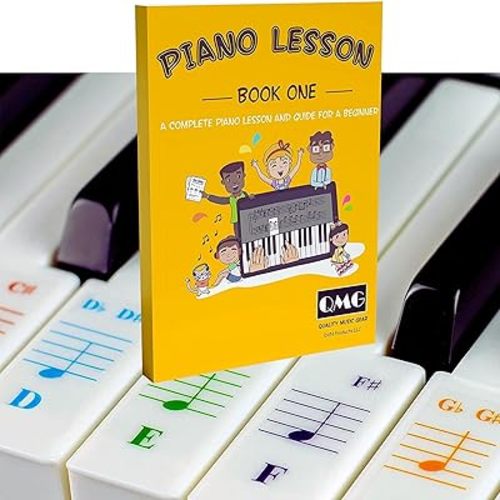 Color Piano and Keyboard Stickers and Complete Color Note Piano Lesson and Guide Book for Kids and Beginners
