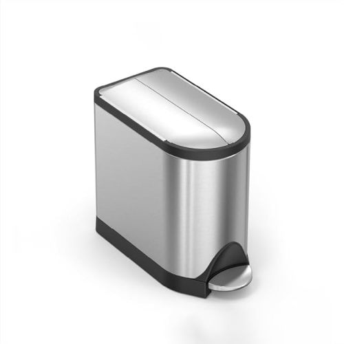 simplehuman Butterfly Step Can, 18L / 4.8 Gallon Trash Can with Upgraded Odor Control for Bedrooms, Bathrooms, Nurseries, 150,000-Step Pedal, Lid Shox® Silent Close, White Steel