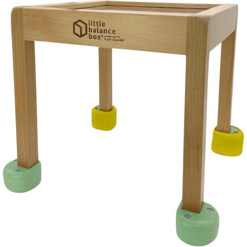 Little Balance Box Push Pull Walker Toy, 2-in-1 No Wheels Spring Feet, Wooden Walker, Girl Boy Toddler Walker with Toddler, Child Activity Table, Green + Booties