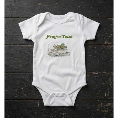 Frog and Toad Infant baby Bodysuit | Vintage Storybook Design, New Baby Gift, Woodland baby Shower Onesie