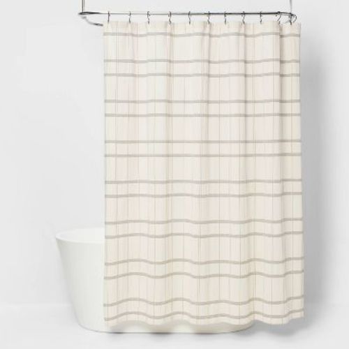 Woven Dot Plaid Shower Curtain Ivory - Threshold™