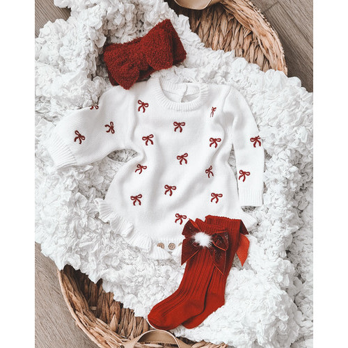 Christmas - Bow Romper 0-3M