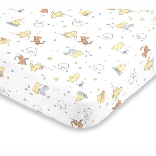 NoJo Disney Winnie the Pooh Classic Pooh 100% Cotton Fitted Crib Sheet in Ivory, Butter, Aqua and Orange
