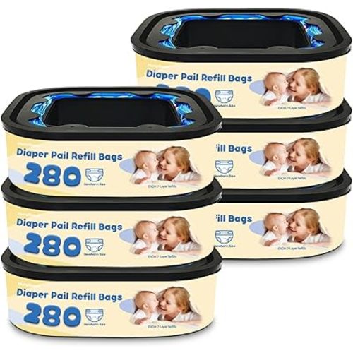 Refill Bags Compatible with Diaper Genie Compact, Select & Classic Pails (Square Refill System), Unscented EVOH Odor-Barrier Film, 6-Pack (21.3 ft Each), Not for Signature/Easy Roll or Round Refills