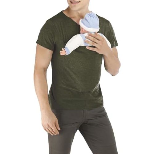 Kangaroo Shirt for Dad and Baby - Dad Baby Carrier Shirt Mens Baby Carrier Shirt V Neck Short Sleeve Kangaroo T Shirt