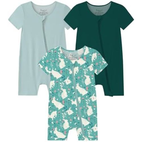 Jimonda Baby Boy Romper 3 Pack Baby Girl Short Sleeve Pajamas 2 Way Zipper Summer Newborn Clothes Unisex Summer Outfits