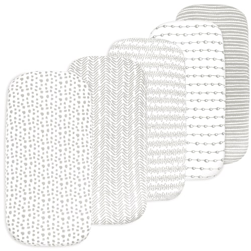 Bublo Baby, Baby Bassinet Sheet Set, 5 Pack, Gray 32" x 16" x 4"